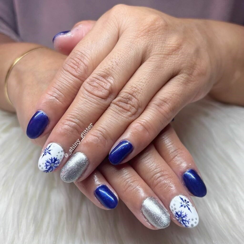 blue white star nail ideas