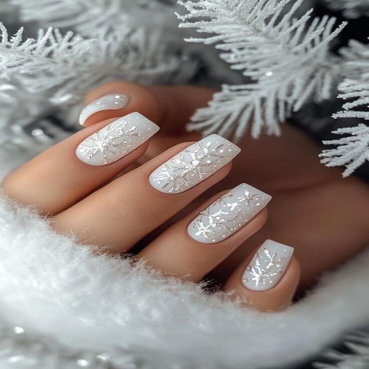 white christmas gel nails