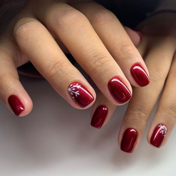 snowflake red gel christmas nails