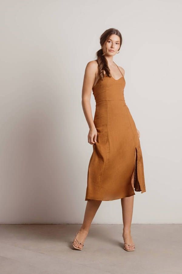 mocha mousse sleeveless dress