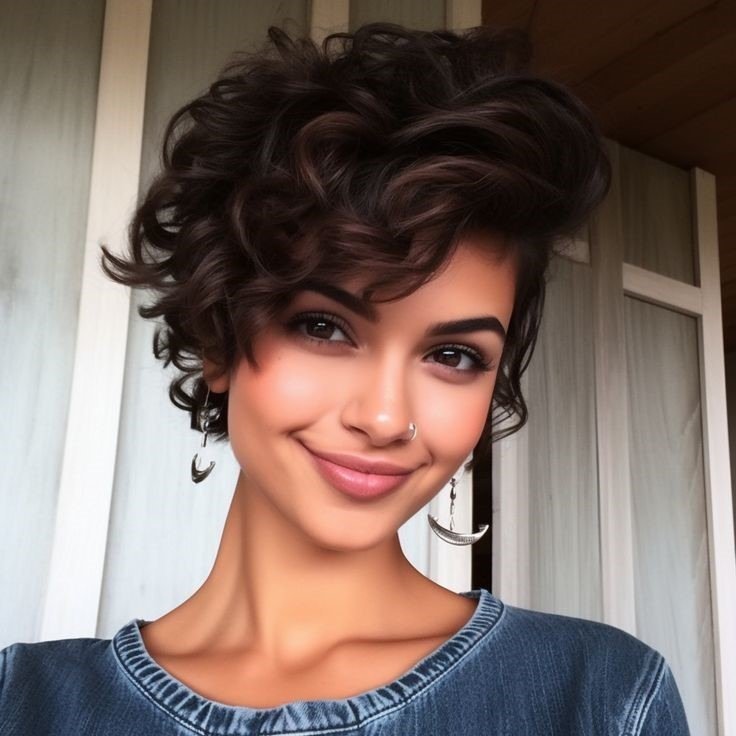 asymmetrical curly bob cut 1