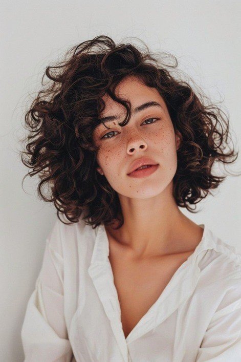 french Style curly bob cut 1