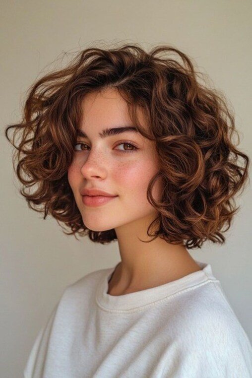 layered curly bob cut 1