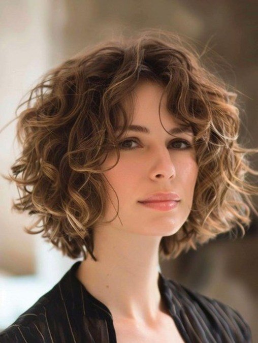 layered curly bob cut 2