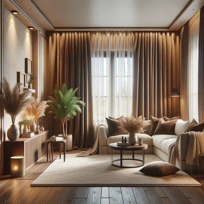 living room mocha mousse curtains