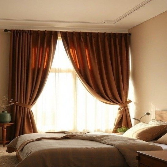 mocha mousse color bedroom curtain 1