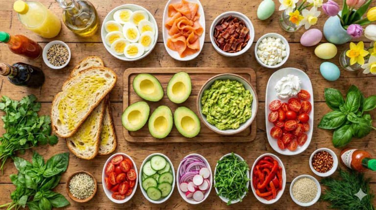 avocado toast bar easter brunch recipe ingredients